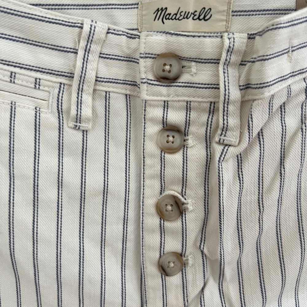 NWT Madewell Slim Emmett Wide-Leg Crop Pants Indigo Stripe: Button-Front Size 23 - Picture 6 of 10